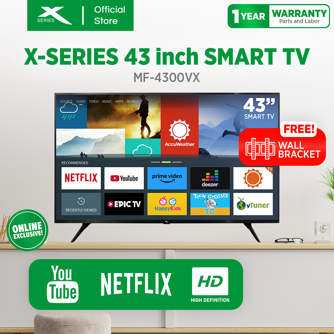 X-SERIES 43 inch LED TV Digital Smart Full HD Slim Bezel with Free Wall Bracket | MF-4300VX
