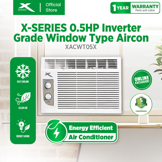 X-SERIES 0.5HP Inverter Grade Window Type Aircon with Silver Ion Filter | XACWT05X