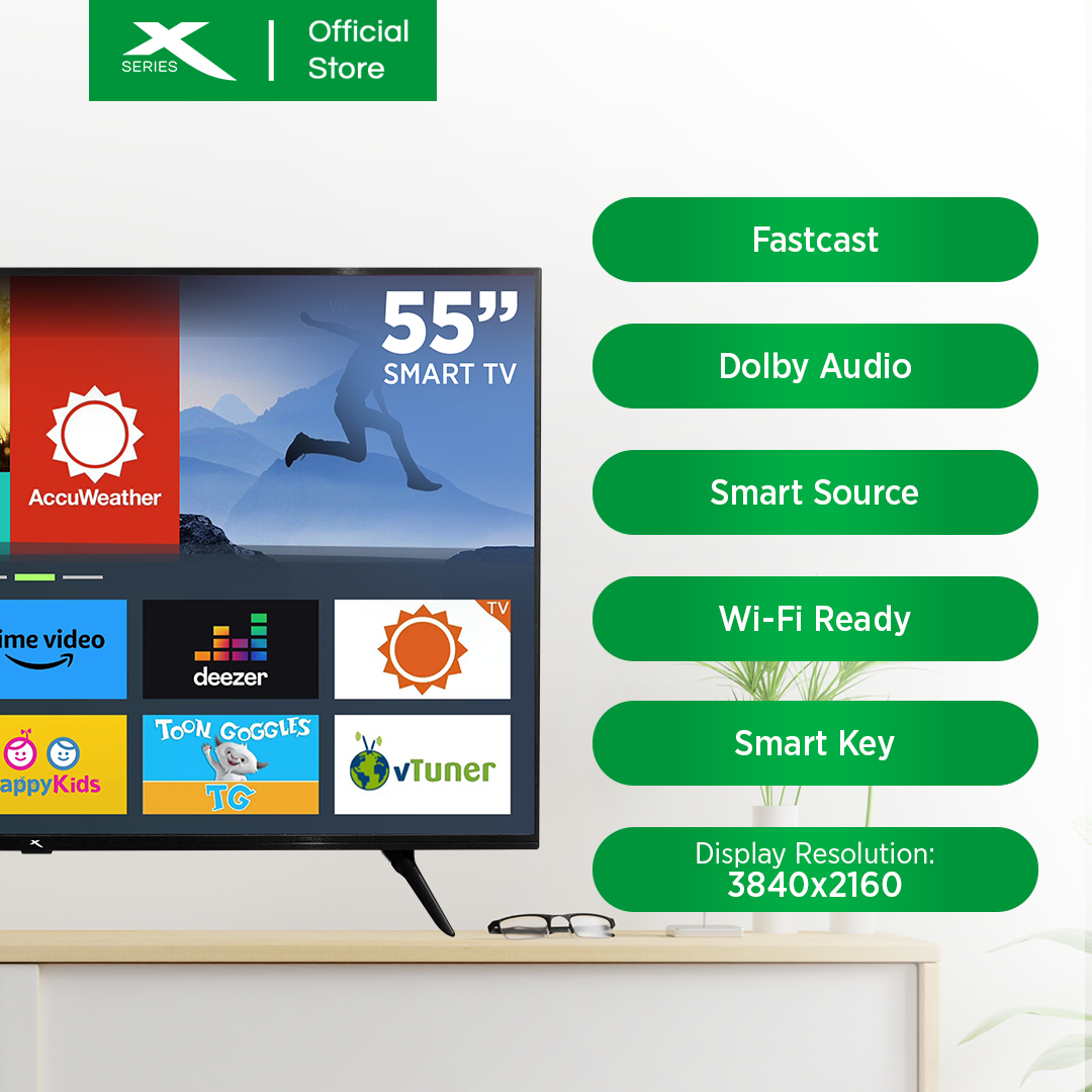 X-SERIES 55 inch LED TV Digital Smart 4K Ultra HD Slim Bezel w/ Free Wall Bracket | MF-5500VX