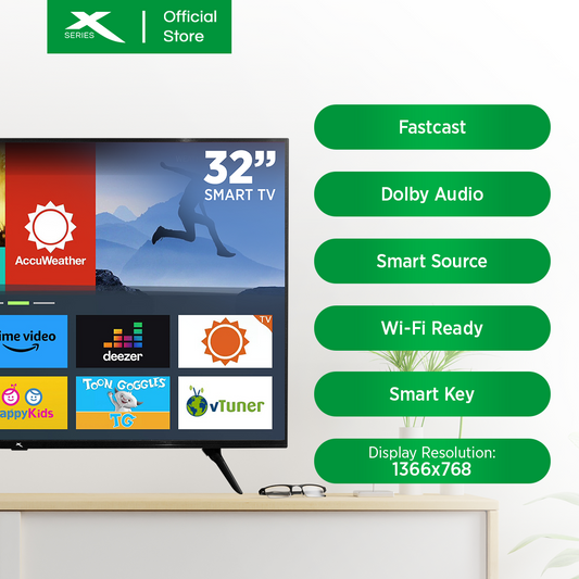 X-SERIES 32 inch LED TV Digital Smart HD Slim Bezel w/ Free Wall Bracket (Black) | MF-3200VX
