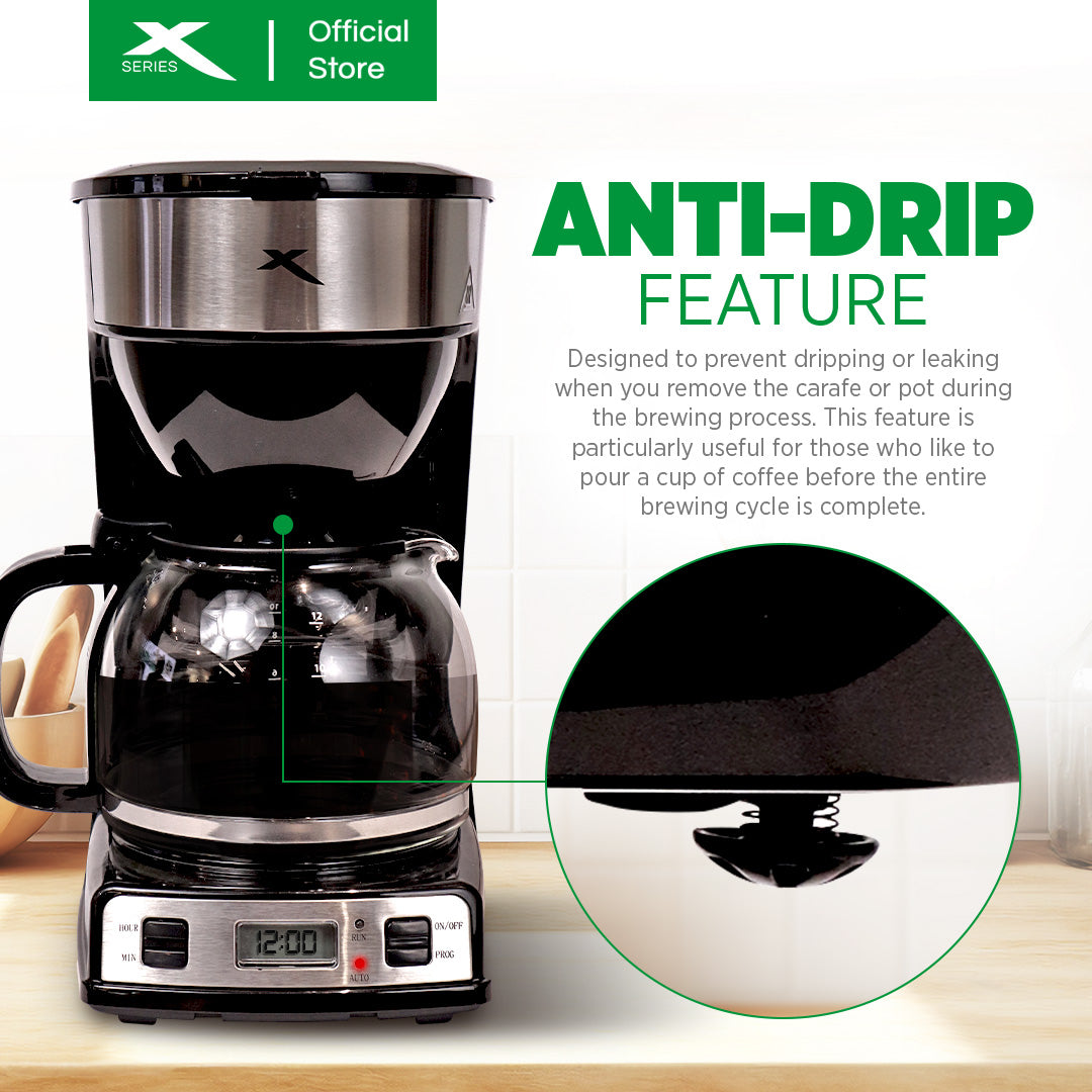 XTREME HOME 1.5L Coffee Maker 4-Functional Buttons Auto Shut-off & LCD Display | XH-COFFEEMAKER150L