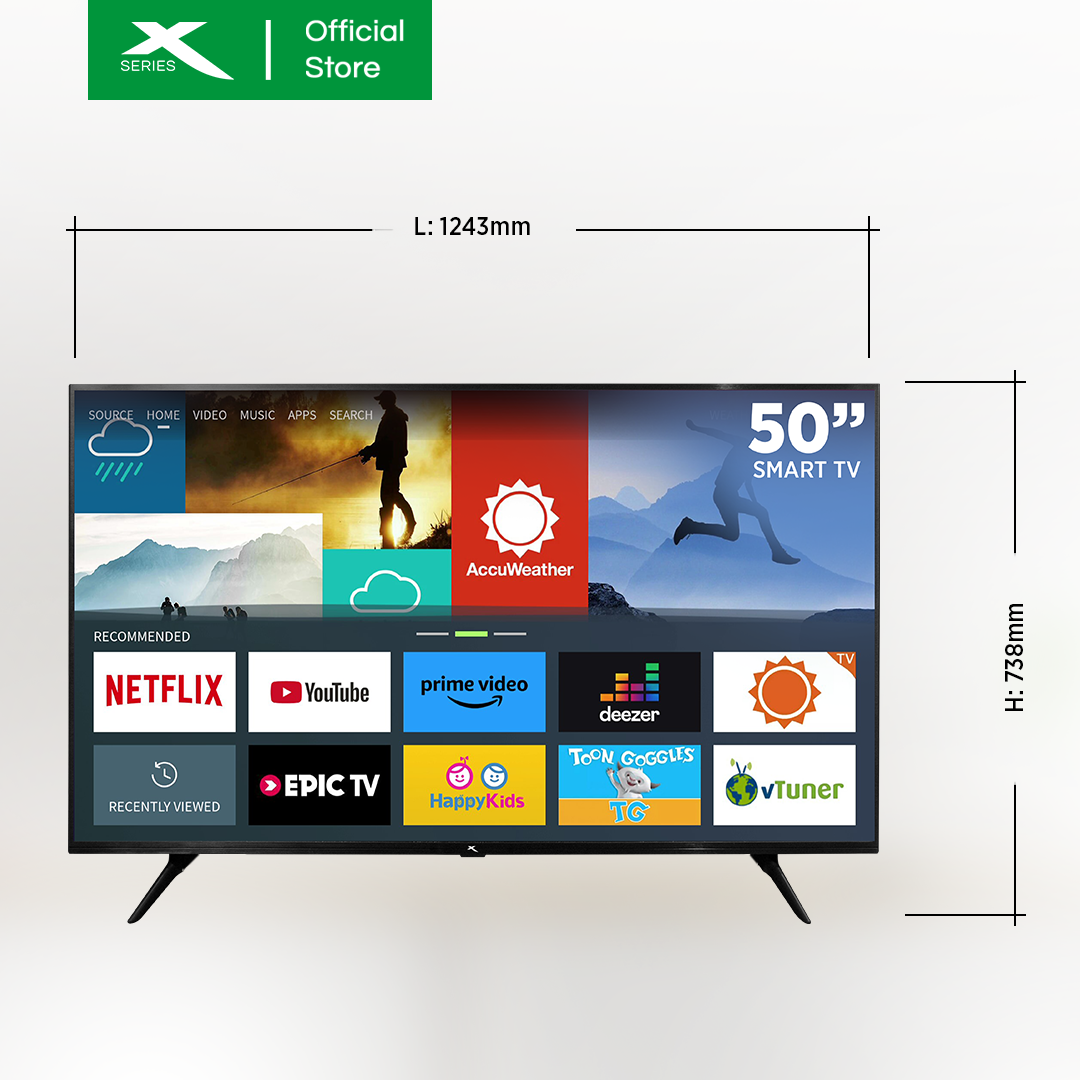 X-SERIES 50 inch LED TV Digital Smart 4K Ultra HD Slim Bezel w/ Free Wall Bracket | MF-5000VX