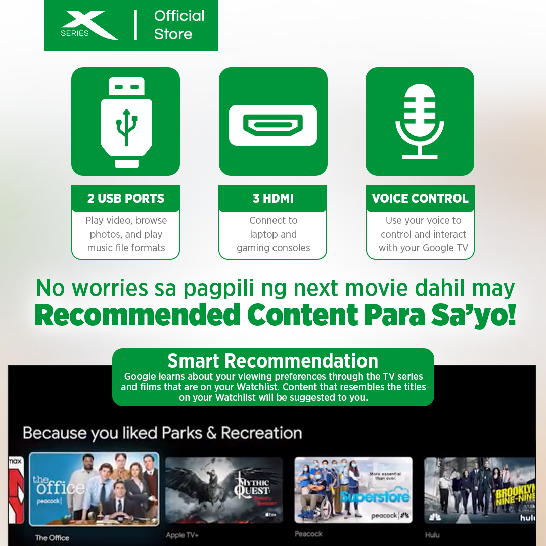 X-SERIES 65 inch Google TV Frameless WiFi Netflix YouTube Google Play w/ Voice Control | MF-6500GOX