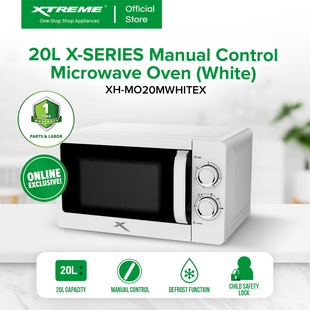 20L XSERIES Manual Control Microwave Oven (White) XHMO20MWHITEX