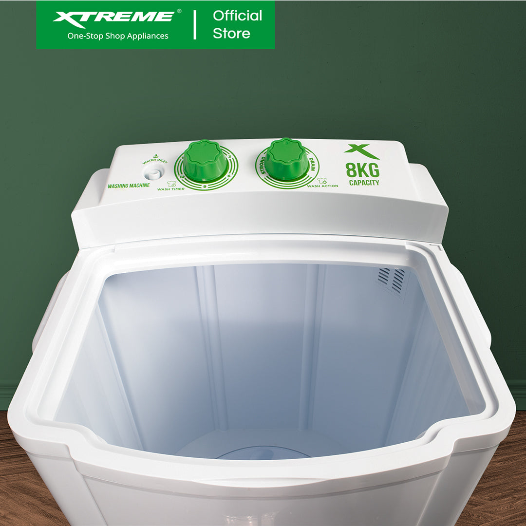 X-SERIES 8KG Single Tub Washing Machine Capacity 260W Wash Power (Green Cover) | XWMST-0008X