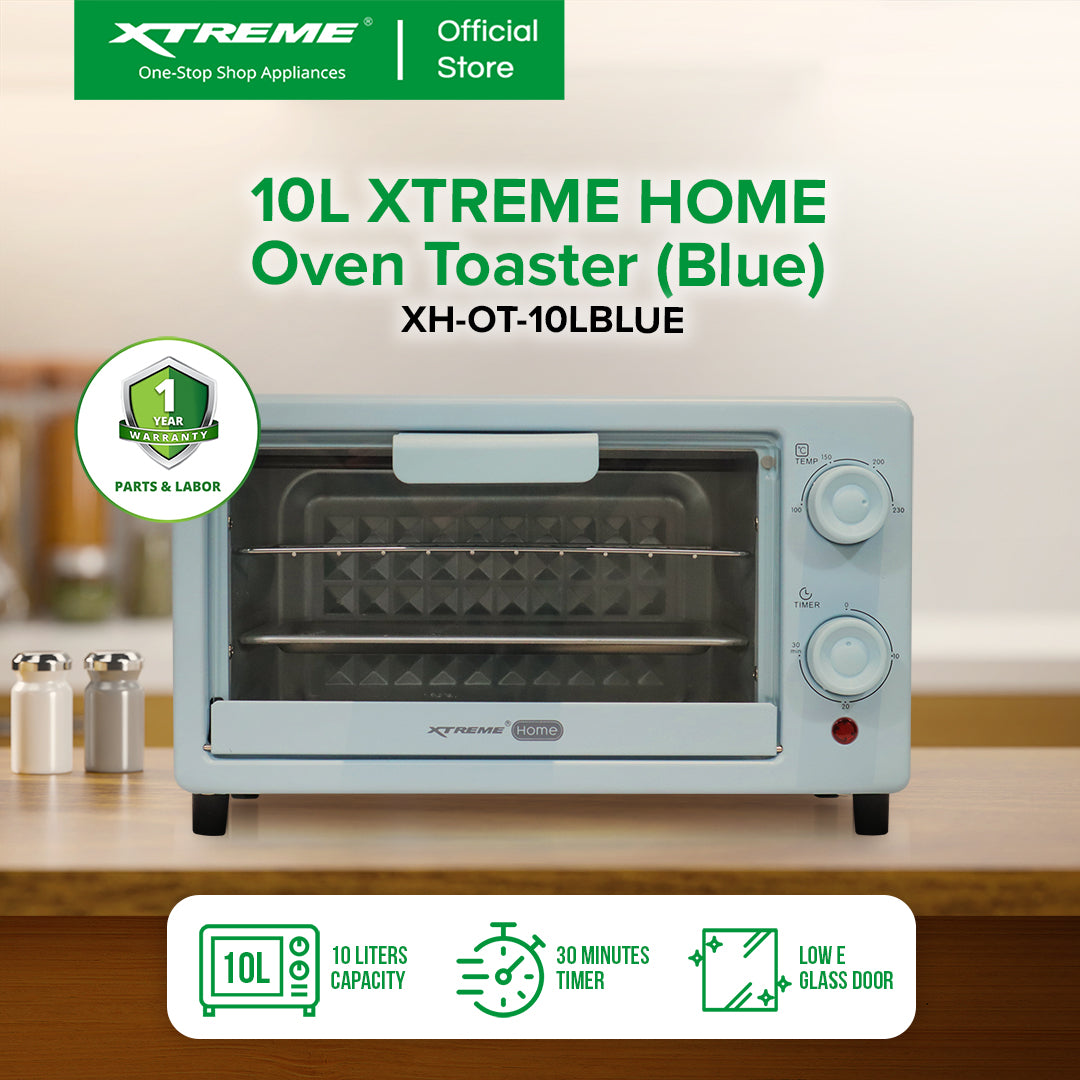 XTREME HOME 10L Oven Toaster with Temperature Control and timer (Blue) | XH-OT-10LBLUE