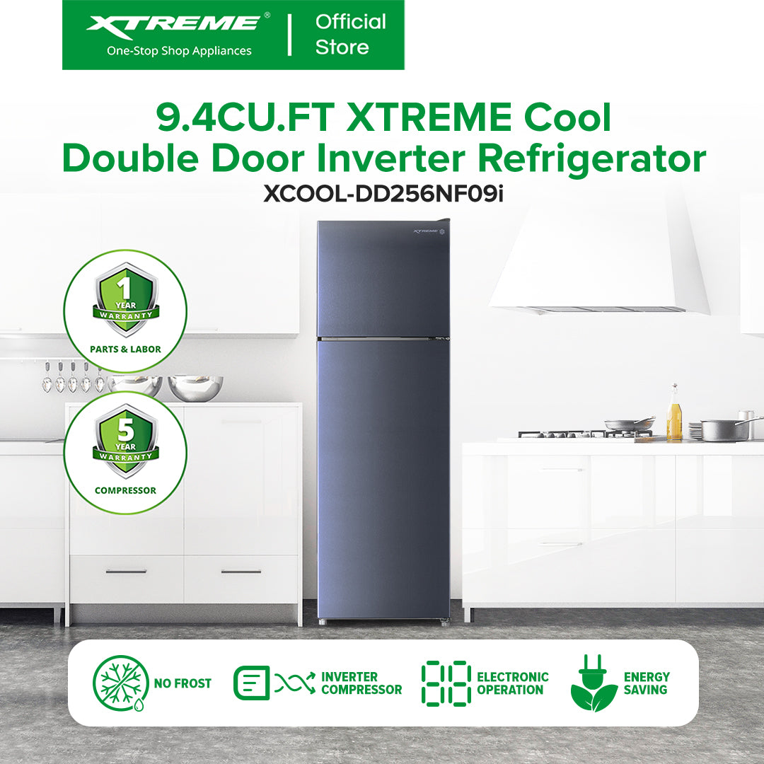 XTREME COOL 9.4 CUFT. Double Door Inverter Refrigerator No Frost (Silver) | XCOOL-DD256NF09I