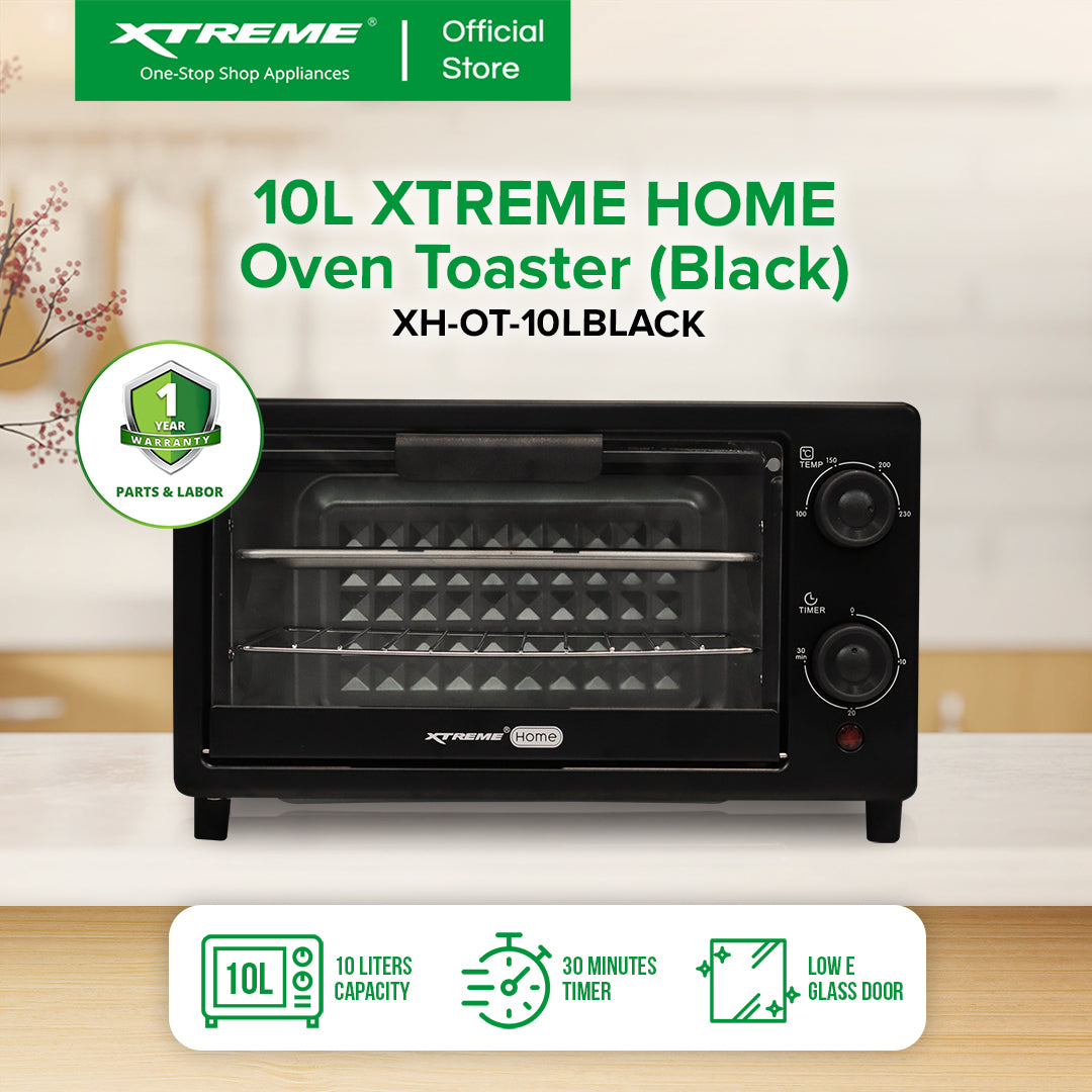 XTREME HOME 10L Oven Toaster with Temperature Control and timer (Black