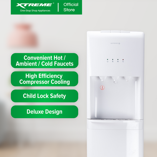 XTREME COOL Bottom Load Water Dispenser 3 Faucets: Convenient Hot Ambient Cold (White) | XWD201W