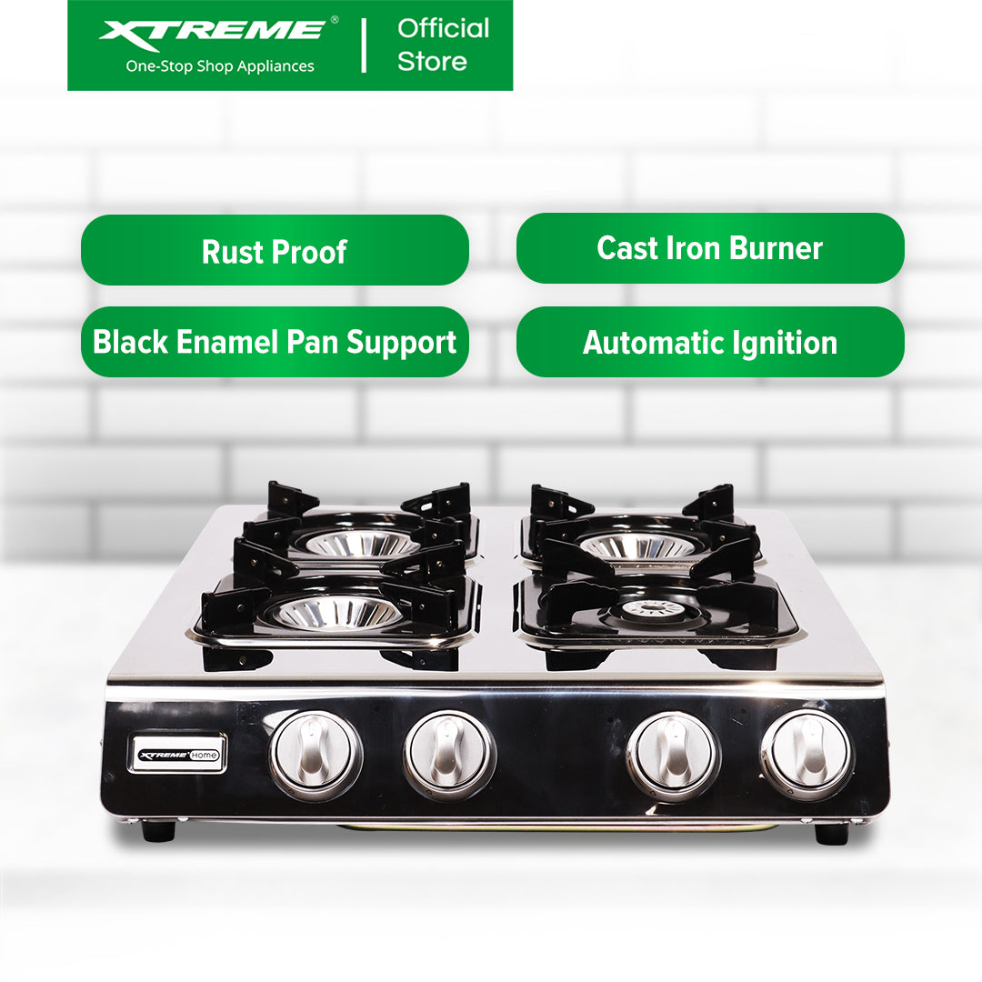 XTREME HOME 4 Burner Gas Stove Save more than 30% of Gas with Automatic Ignition | XGS-4BECO