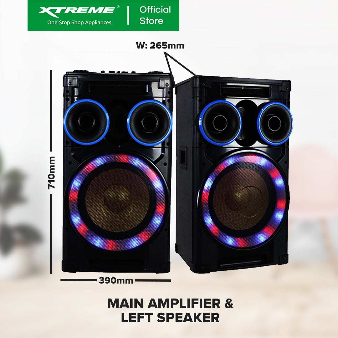 XTREME 550Wx2 Amplified Speaker Bluetooth FM USB SD Card Reader LED Display w/ Remote | PH-12DJ