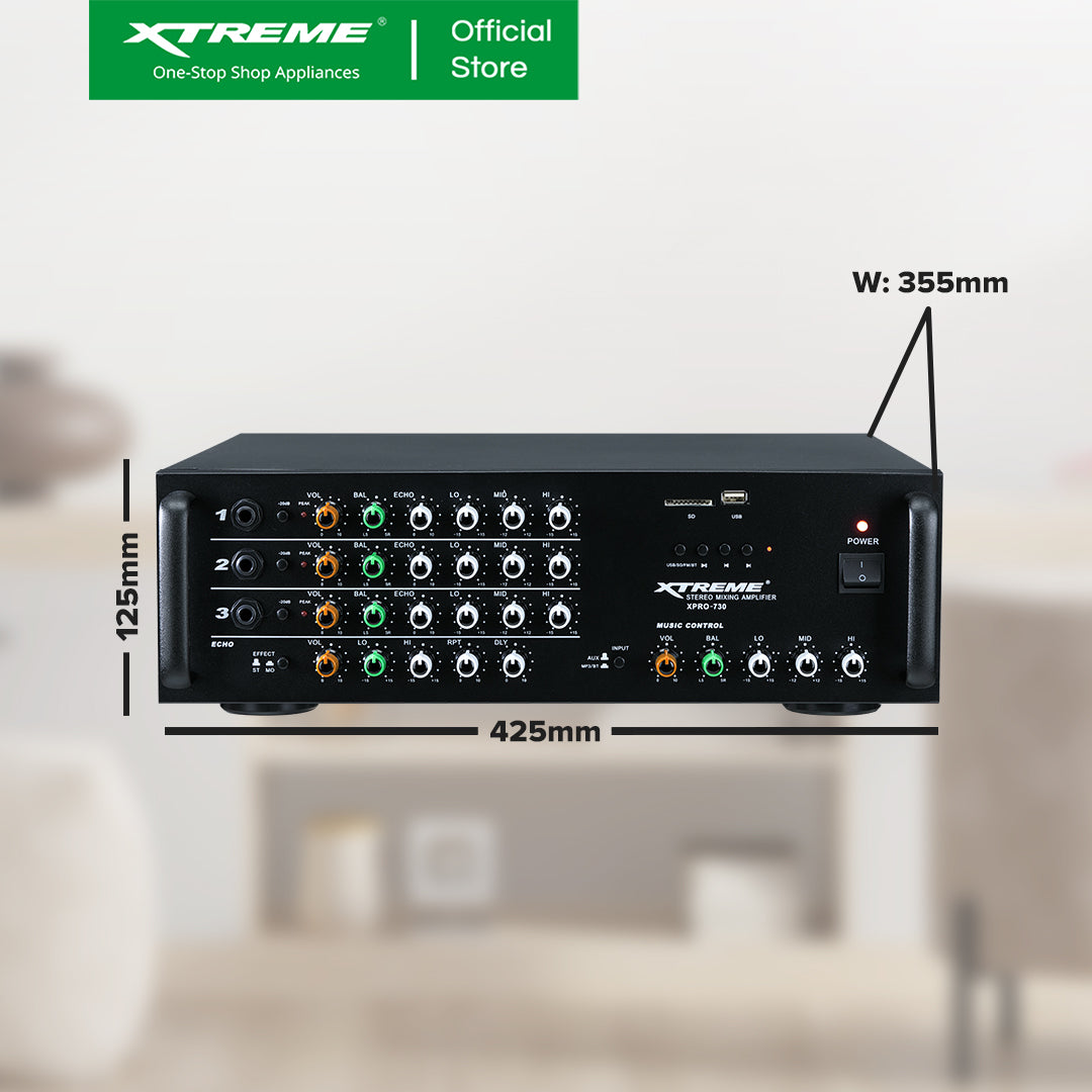 XTREME 730W Amplifier 35kHz-20kHz-FR 8-Rated Impedance 3”x2-Treble 12"-Woofer | XPRO-730