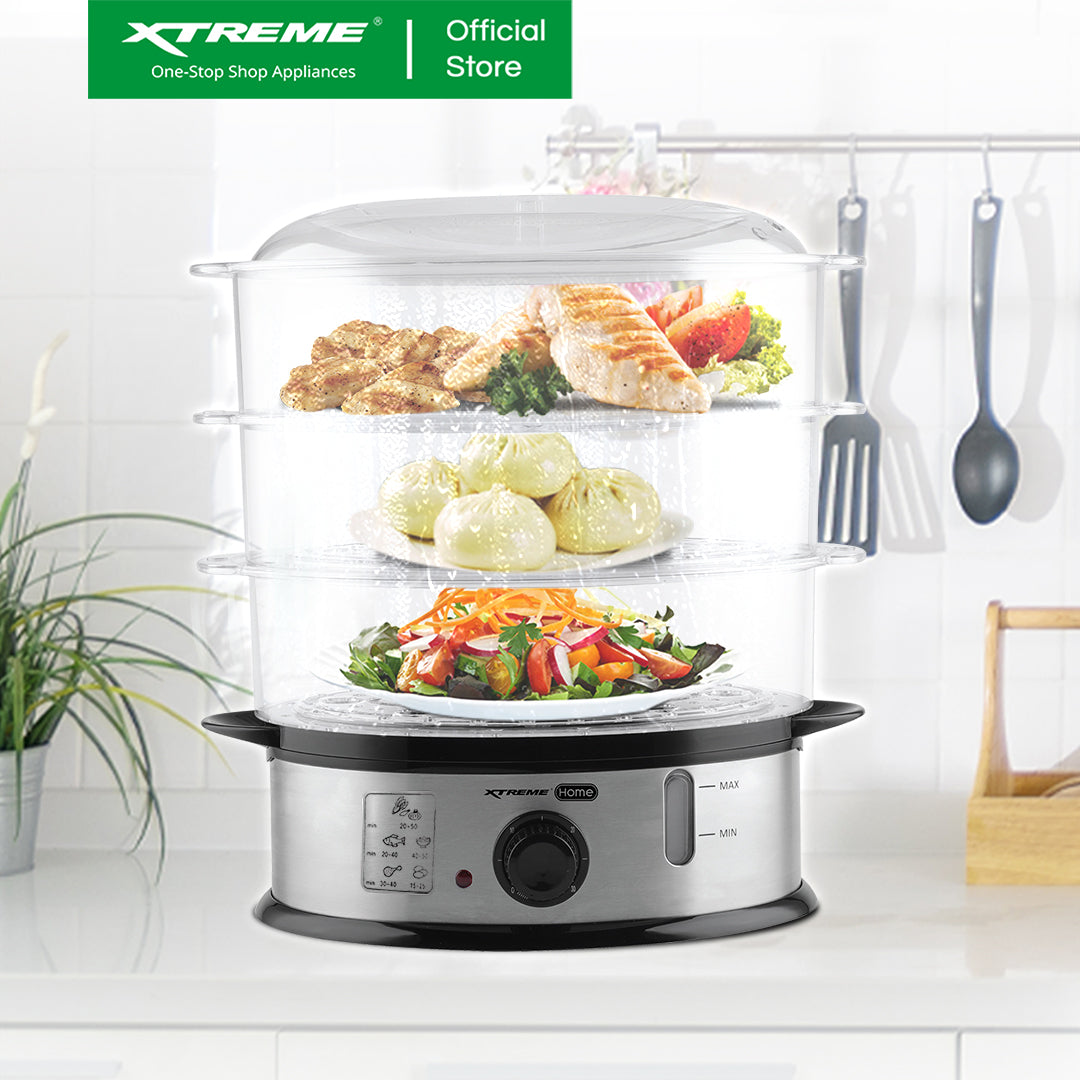 XTREME HOME 10.5L Food Steamer Stainless Steel Housing Quick Boiling with Timer | XH-FS105