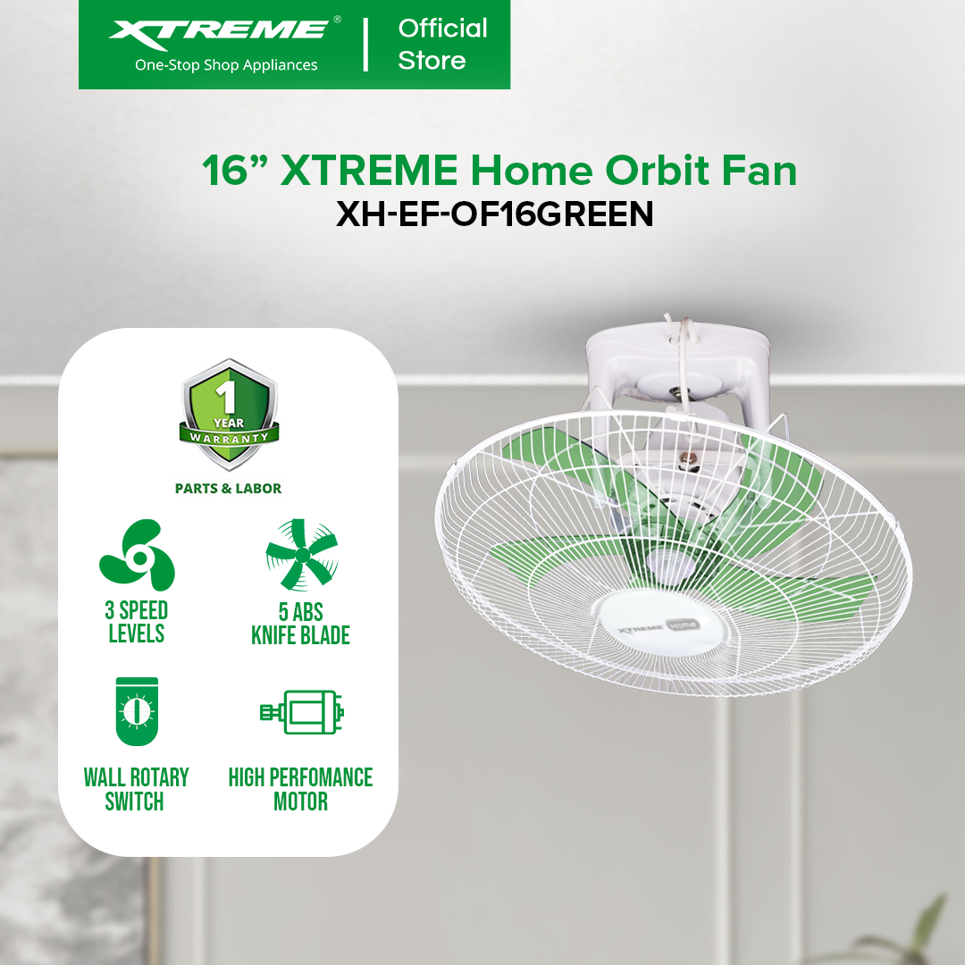 XTREME HOME 16 inches Ceiling Fan 3-Speed with Wall Rotary Switch (Green) | XH-EF-OF16GREEN