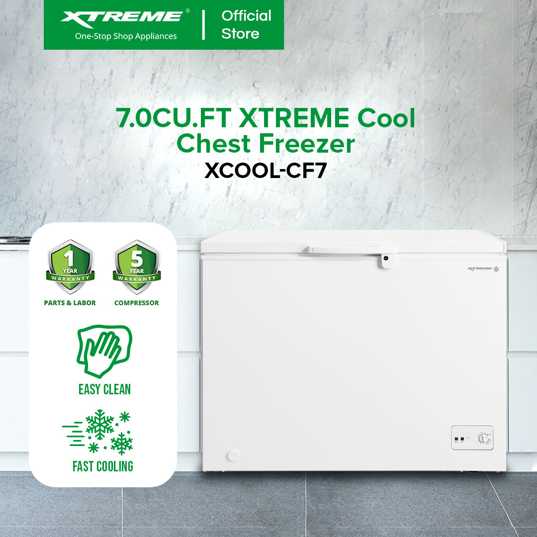 XTREME COOL 7 CUFT. Chest Freezer Manual Defrost with Lock Handle and Light (White) | XCOOL-CF7