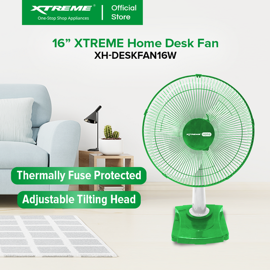 XTREME HOME 16 inches Desk Fan 3-Speed Levels Oscillation Function (White Blade) | XH-DESKFAN16W