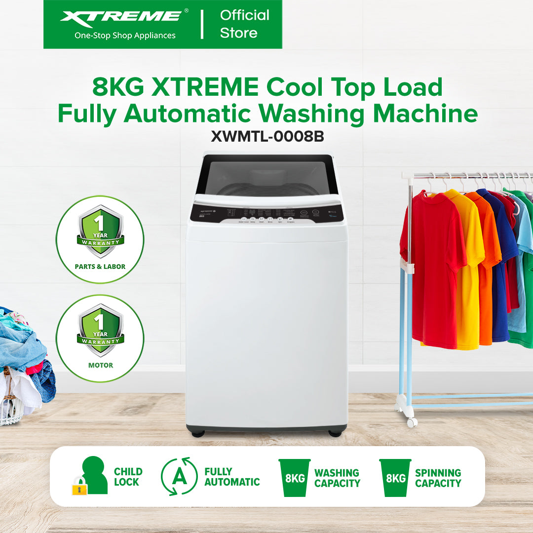 XTREME COOL 8KG Top Load Fully Automatic Washing Machine with Spin Dry