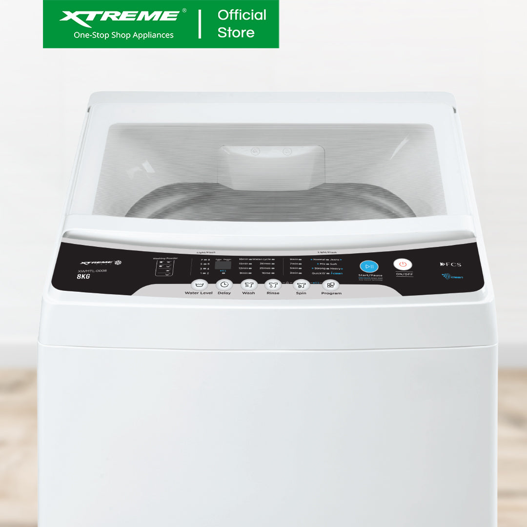 XTREME COOL 8KG Top Load Fully Automatic Washing Machine with Spin Dry (White Cover) | XWMTL-0008W