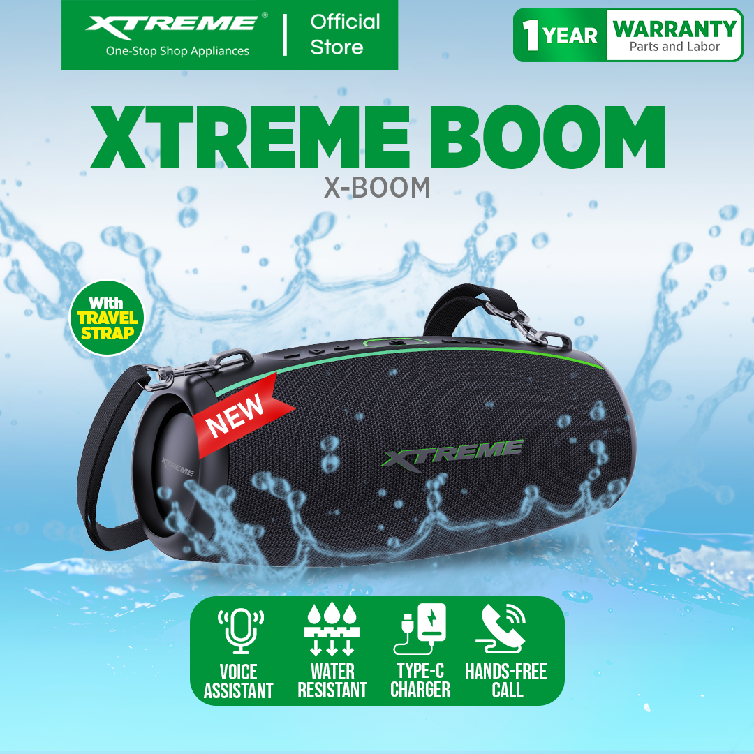 XTREME X-BOOM IPX6 WATER RESISTANT On-the-Go WIRELESS BLUETOOTH PORTABLE TWS Speaker 120W PEAK POWER OUTPUT (X-BOOM)
