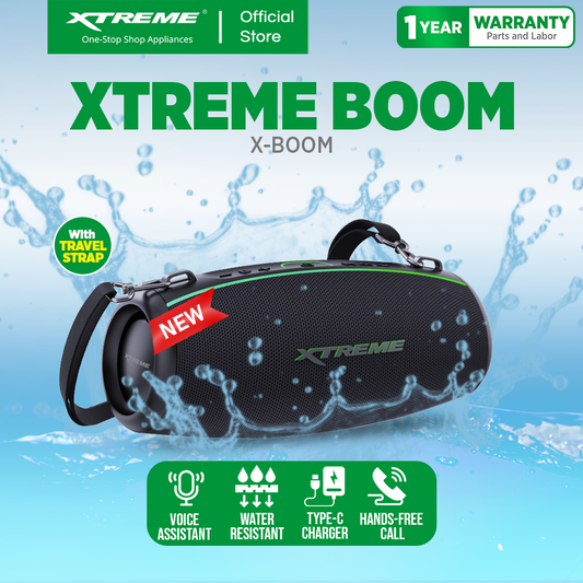 XTREME X-BOOM IPX6 WATER RESISTANT On-the-Go WIRELESS BLUETOOTH PORTABLE TWS Speaker 120W PEAK POWER OUTPUT (X-BOOM)