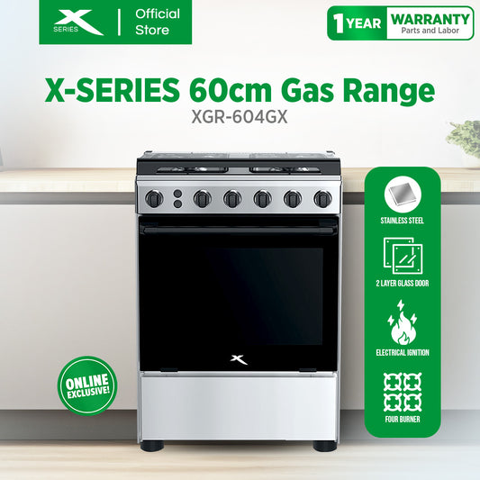 XTREME HOME 60cm Gas Range 4 Burner 67L Oven Electric Ignition LPG Source Panel Rotisserie | XGR-604G