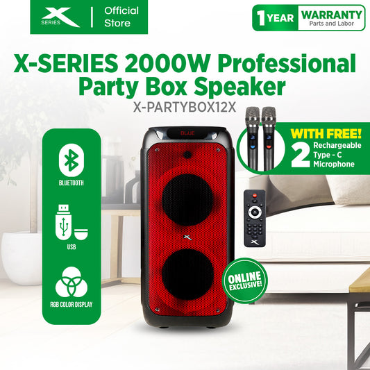 X-SERIES 2000W Professional Party Box Speaker 12" Bass Woofer Battery 15V/12Ah [X-PARTYBOX12X]