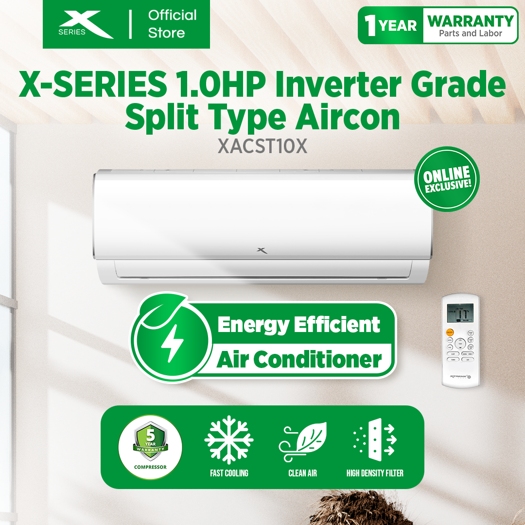 X-SERIES 1HP Split Type Aircon Inverter Grade with BIO Filter (White) | XACST10X