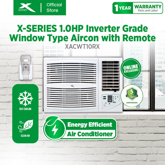 X-SERIES 1HP Inverter Grade Window Type Aircon w Silver Ion Filter Timer & Remote | XACWT10RX