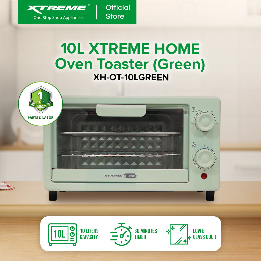 XTREME HOME 10L Oven Toaster with Temperature Control and timer [Green] (XH-OT-10LGREEN)