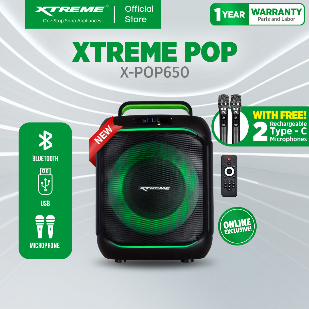 XTREME POP 350W Portable Personal Karaoke Speaker with 2 Wireless Microphone (X-POP650)