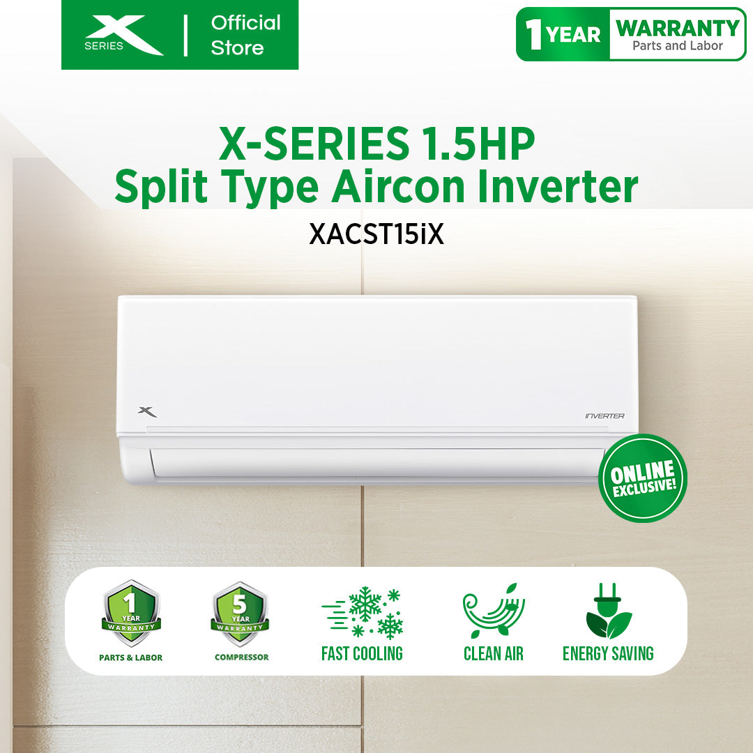 X-SERIES 1.5HP Split Type Aircon INVERTER 2-way Draining Connection | XACST15iX