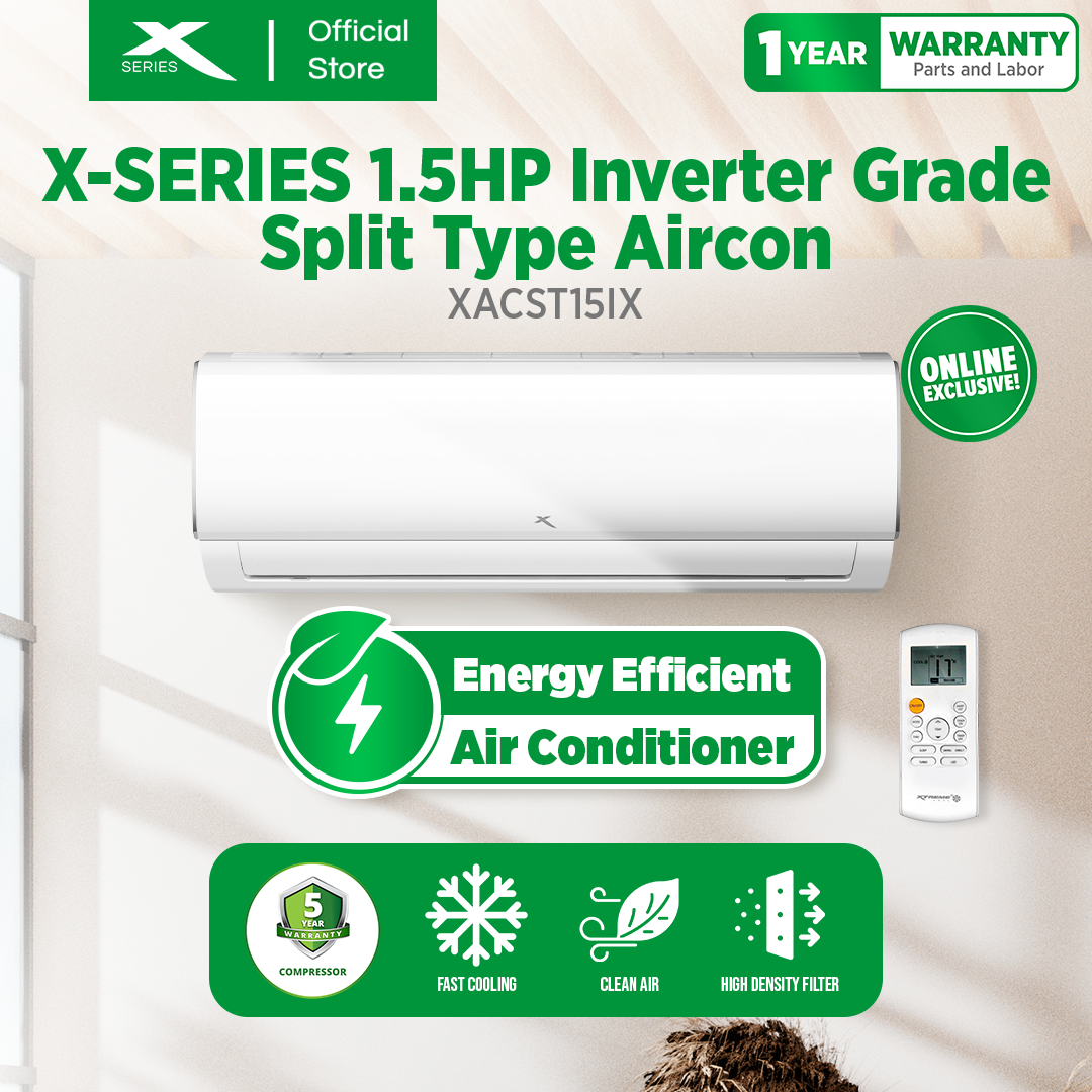 X-SERIES 1.5HP Split Type Aircon Inverter Grade 2-way Draining System | XACST15X
