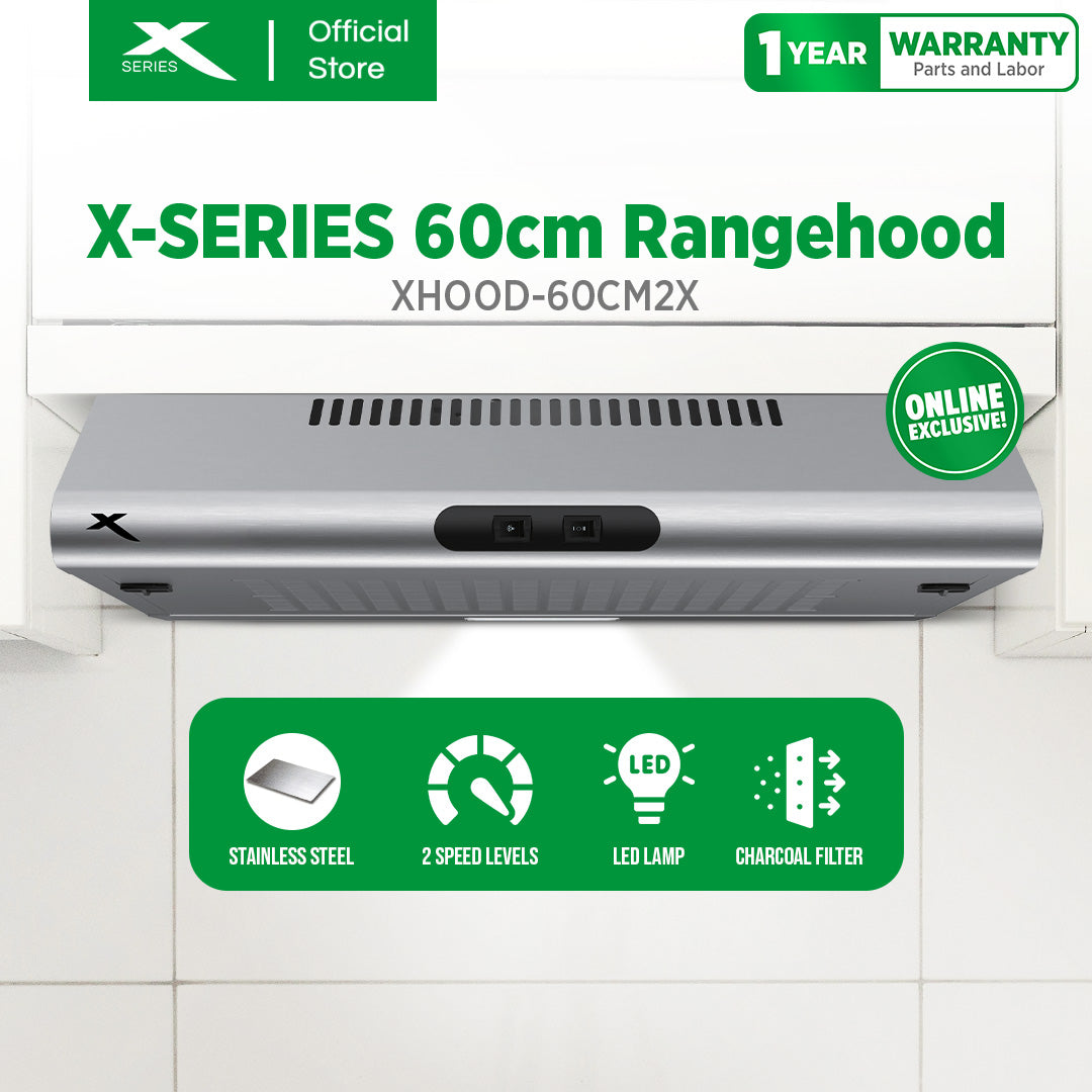 XTREME HOME 60cm Rangehood Wall-mount Stainless 2-Speed Mechanical Control w/ LED Light| XHOOD-60CM2