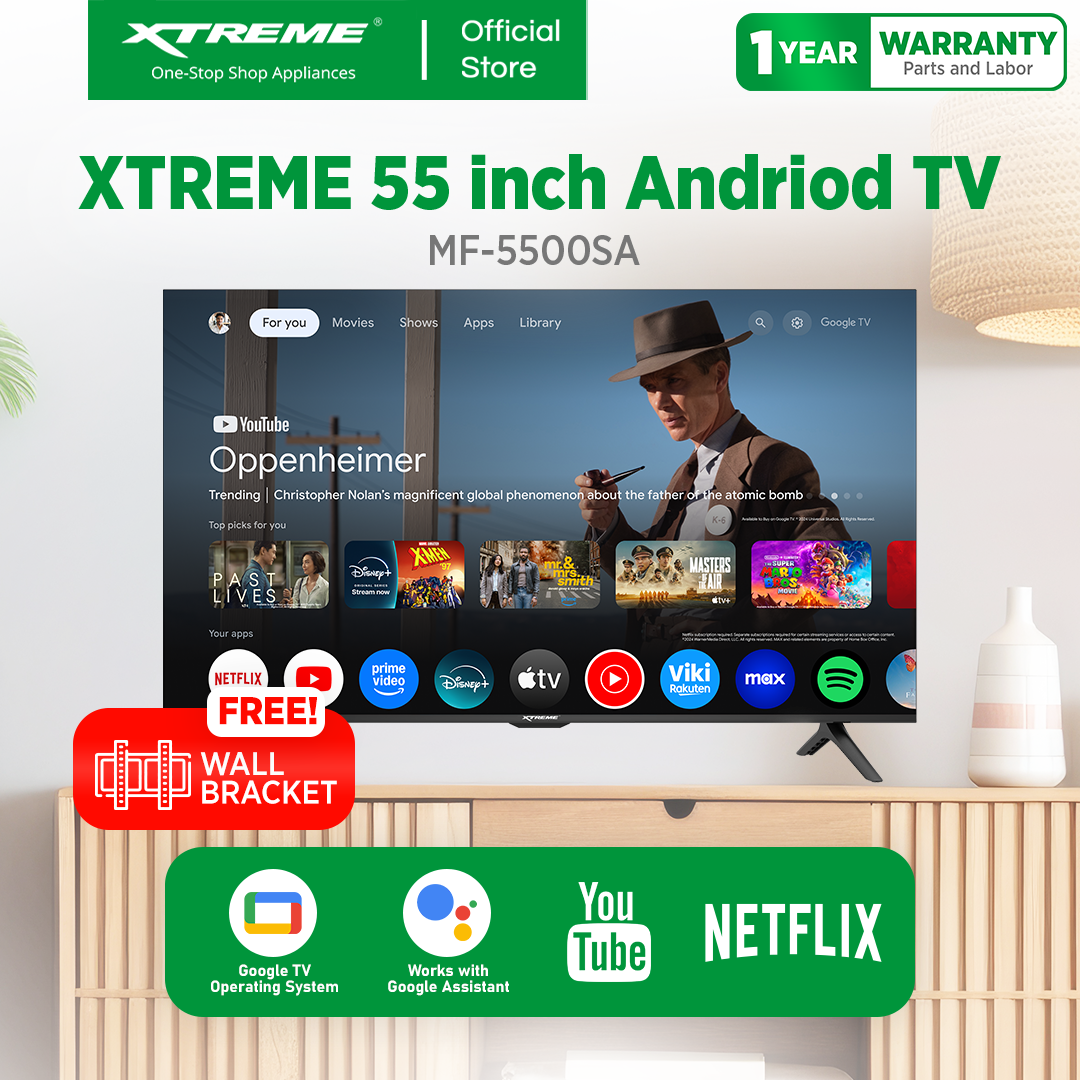 XTREME 55 inch Smart Android TV  14 4K UHD Frameless with Free Wall Bracket (Black) | MF-5500SA