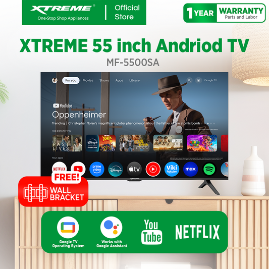 XTREME 55 inch Smart Android TV  14 4K UHD Frameless with Free Wall Bracket (Black) | MF-5500SA