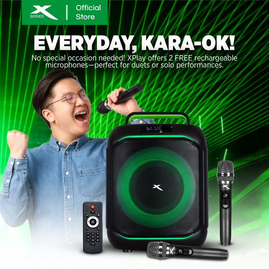 XTREME POP650 Portable Personal Karaoke Speaker with 2 Wireless Microphone and Aux Input 350W(X-POP650)