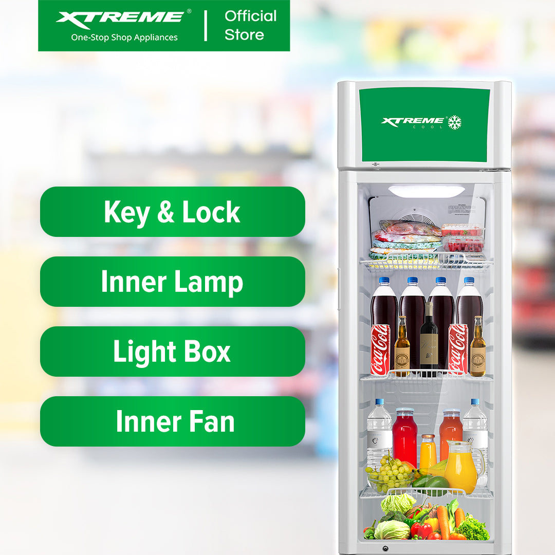 X-SERIES 9 CUFT. Beverage Cooler No Frost Double Glass Door with Key & Lock| XCOOL-CHILLER09X