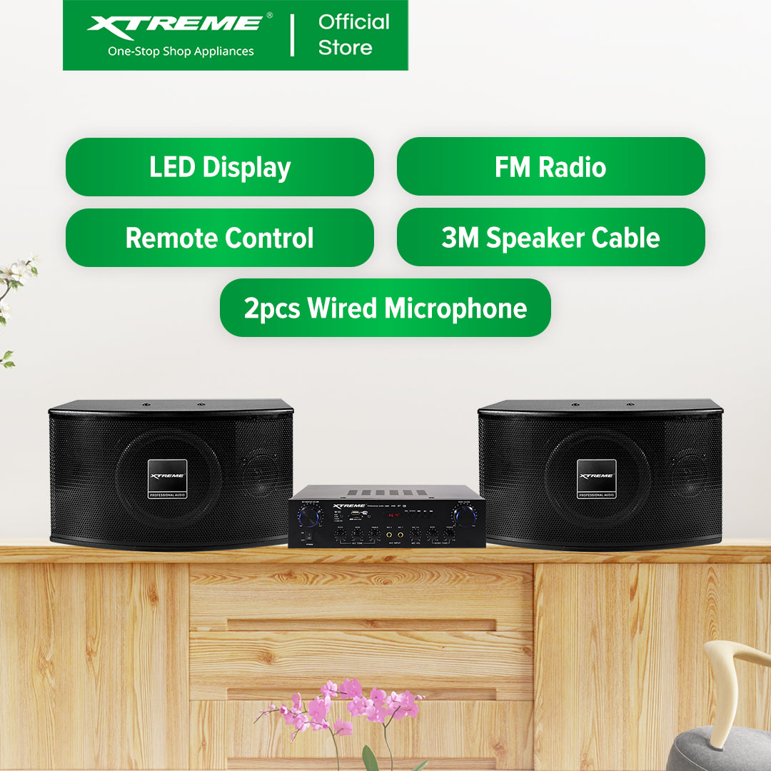 X-SERIES 450W Amplifier & Speaker Set Bluetooth FM Radio USB SD Card w Remote & Wired Mic | XCS-850X