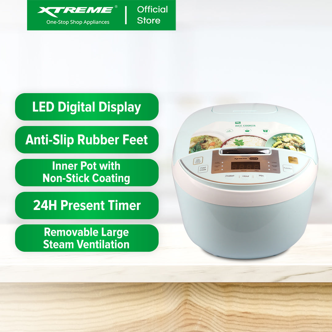 X-SERIES 1L Rice Cooker with Keep Warm function LED Digital Display (Mint Green) | XH-RCFUZZY10X