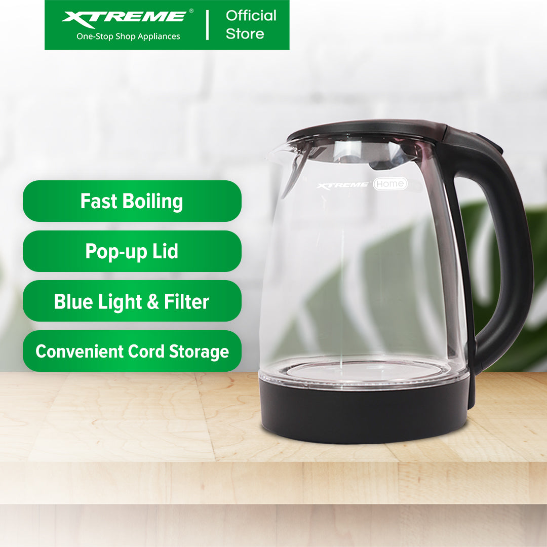 X-SERIES 1.7L Electric Kettle Glass Transparent Body with Water Indicator | XH-KTGL17X