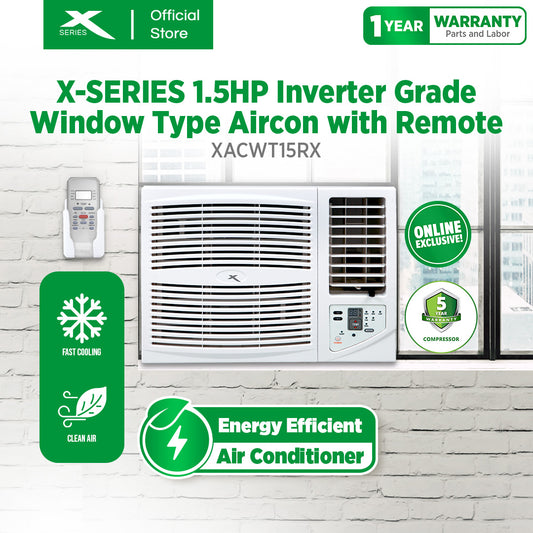 X-SERIES 1.5HP Window Type Aircon w/ Remote Control Energy Efficient (White) | XACWT15RX