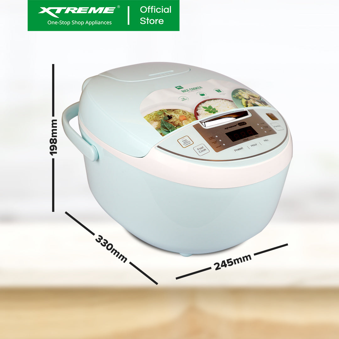 X-SERIES 1L Rice Cooker with Keep Warm function LED Digital Display (Mint Green) | XH-RCFUZZY10X