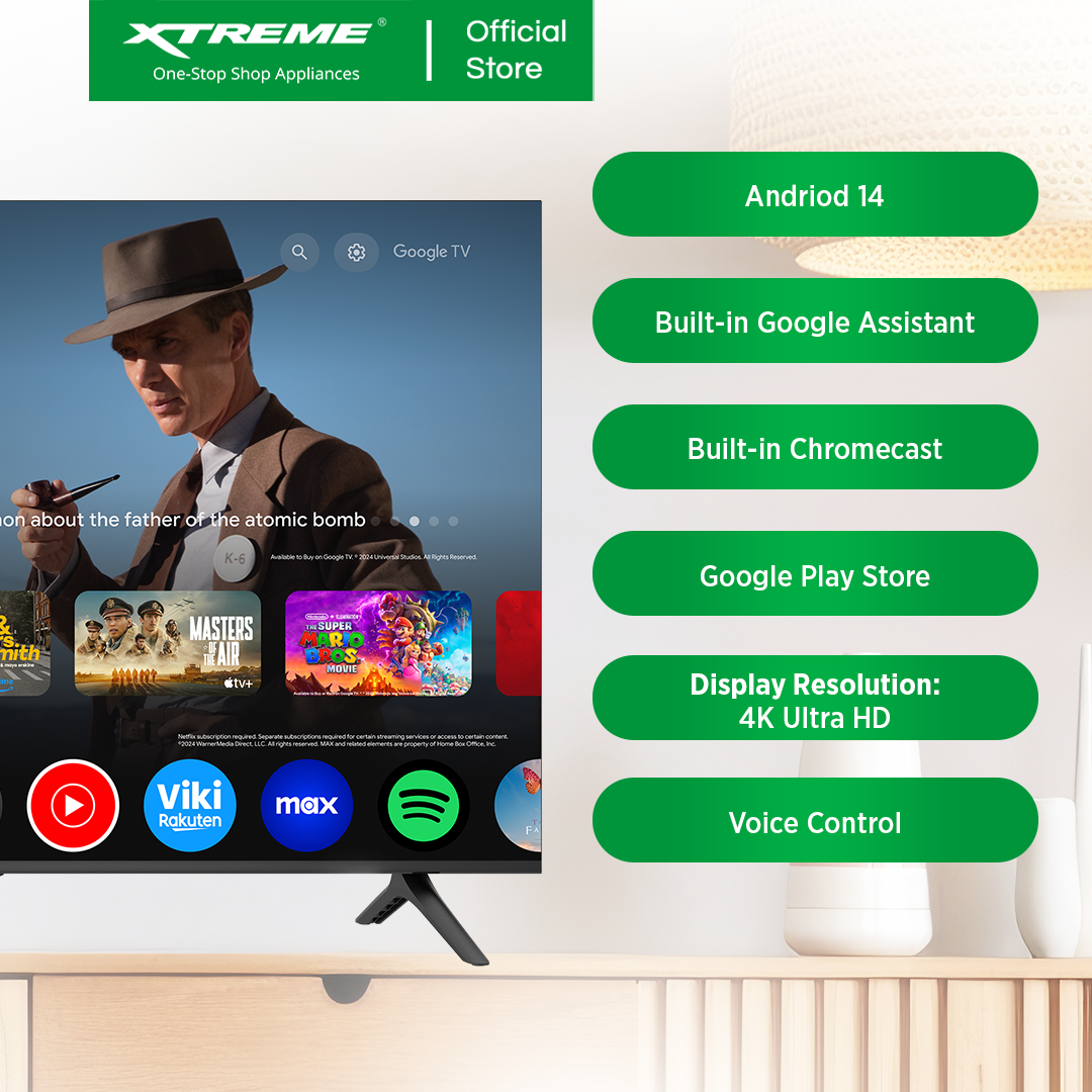 XTREME 55 inch Smart Android TV  14 4K UHD Frameless with Free Wall Bracket (Black) | MF-5500SA