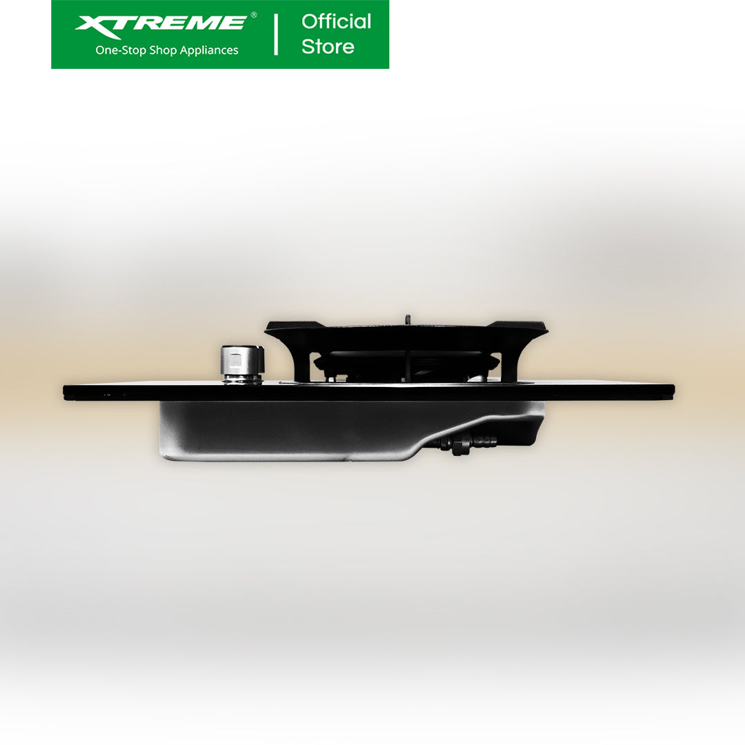 X-SERIES Double Burner Tempered Glass Gas Hob with Battery Ignition and FFD (Black) | XH-GH-TG2BHCX