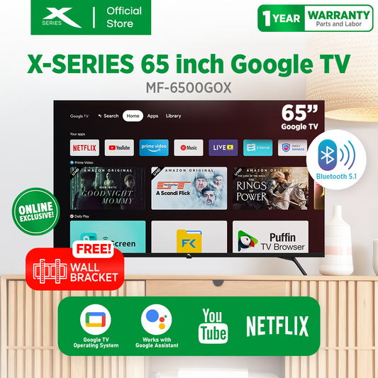 X-SERIES 65 inch Google TV Frameless WiFi Netflix YouTube Google Play w/ Voice Control | MF-6500GOX