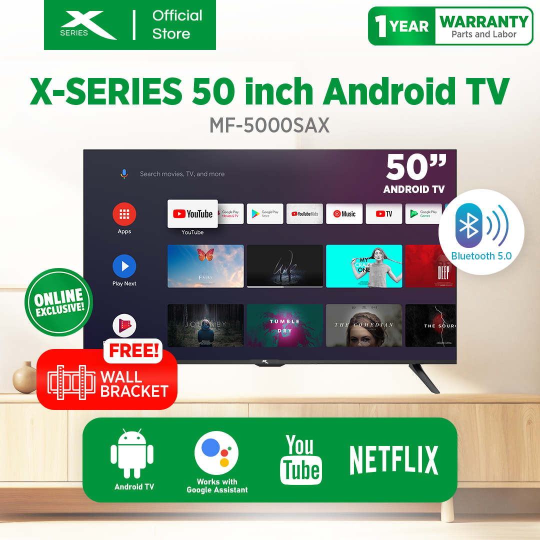 XTREME 50 inch LED TV Android 11.0 4K HD Frameless w/ Wall Bracket (Black)  | MF-5000SA