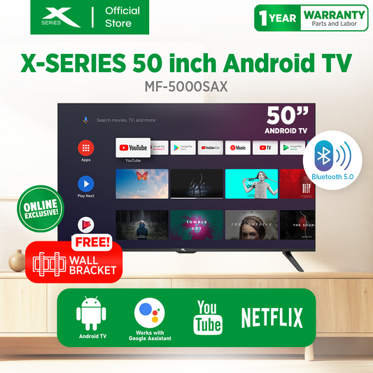 XTREME 50 inch LED TV Android 11.0 4K HD Frameless w/ Wall Bracket (Black)  | MF-5000SA