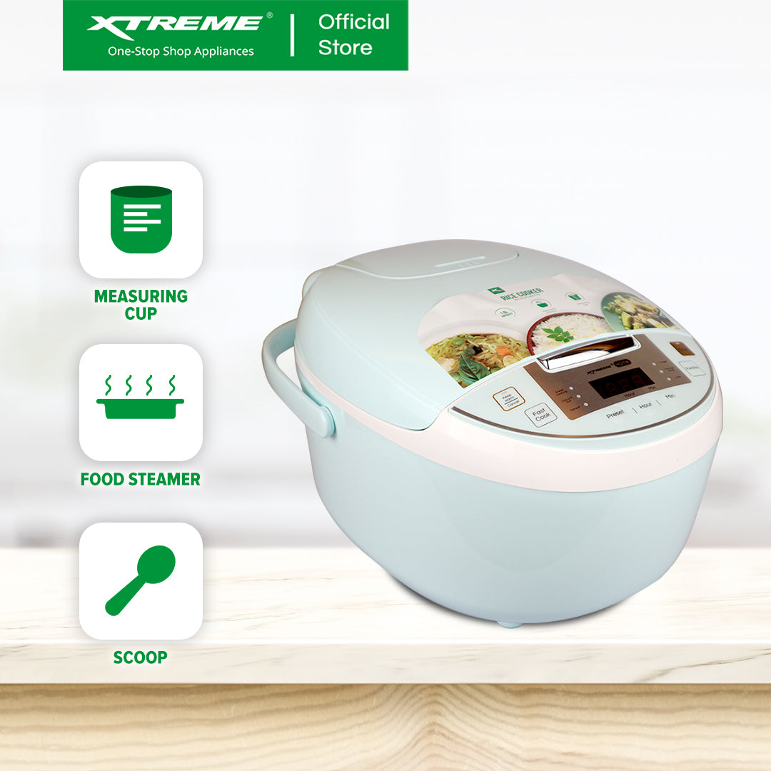X-SERIES 1L Rice Cooker with Keep Warm function LED Digital Display (Mint Green) | XH-RCFUZZY10X