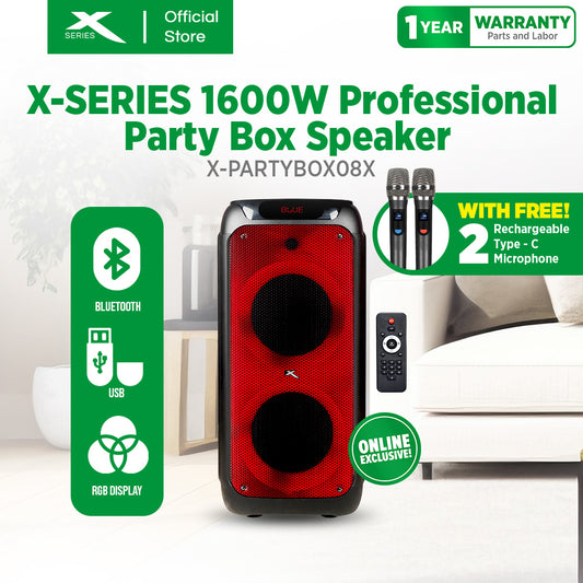 X-SERIES 1600W Professional Party Box Speaker 8" Bass Woofer Battery 15V/9Ah [X-PARTYBOX08X]