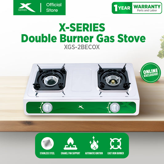 XTREME HOME Double Burner Gas Stove Cast Iron Stainless Steel Surface Automatic Ignition | XGS-2BECO